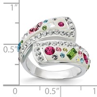 Sterling Silver Stellux Multi-Color Crystal White Ring view 3