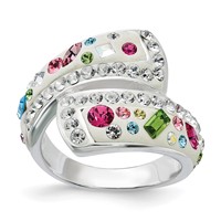 Sterling Silver Stellux Multi-Color Crystal White Ring view 1