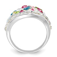 Sterling Silver Stellux Multi-Color Crystal White Ring view 2