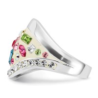 Sterling Silver Stellux Multi-Color Crystal White Ring view 4