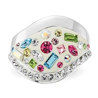 Sterling Silver Stellux Multi-Color Crystal White Ring view 5