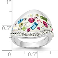 Sterling Silver Stellux Multi-Color Crystal White Ring view 3