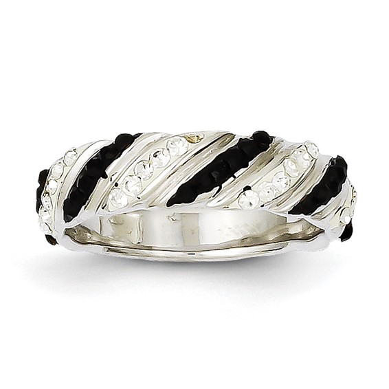 Sterling Silver Rhodium Plated Stellux Crystal Ring