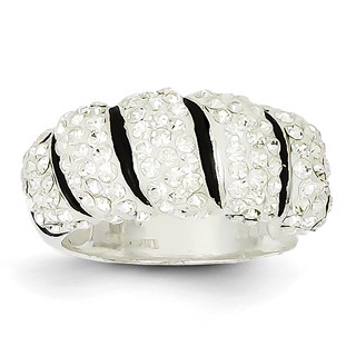 Sterling Silver Stellux Crystal Black/White Animal Print Ring