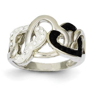 Sterling Silver Rhodium Plated Stellux Crystal Ring