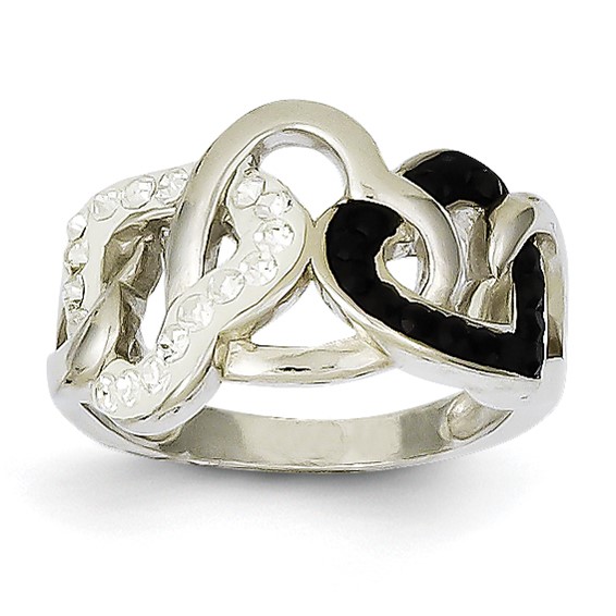 Sterling Silver Rhodium Plated Stellux Crystal Ring