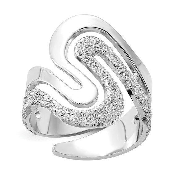 Sterling Silver Polished and Textured Swirl Ring