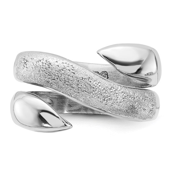 Sterling Silver Rhodium Plated Polished and Textured Swirl Ring