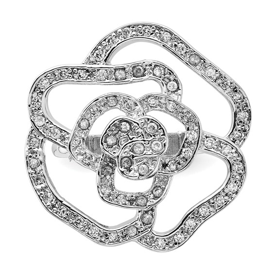 Sterling Silver CZ Rose Ring