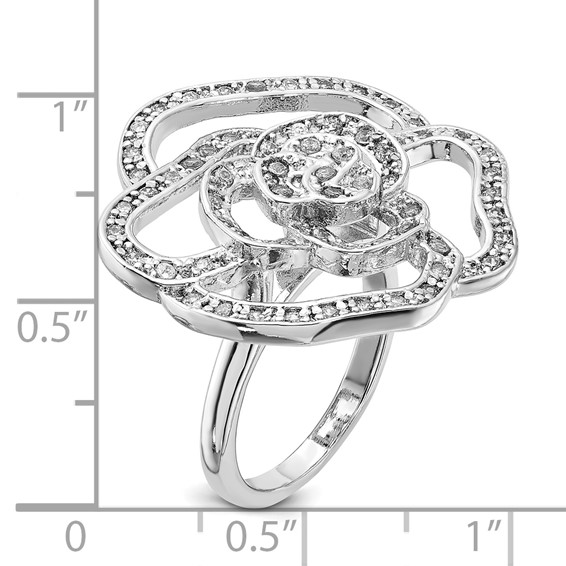 Sterling Silver CZ Rose Ring