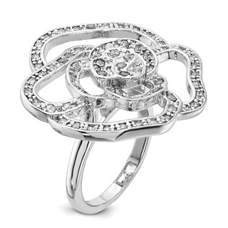 Sterling Silver CZ Rose Ring