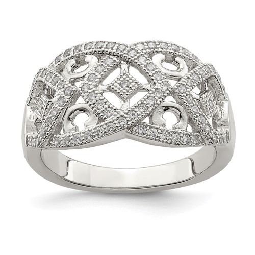 Sterling Silver Micro Pav? Ring with Intricate Designs