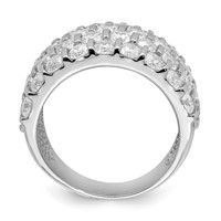 Sterling Silver Rhodium-plated CZ Wide Band Ring view 2