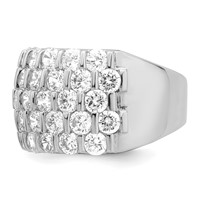 Sterling Silver Rhodium-plated CZ Wide Band Ring view 4