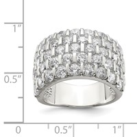 Sterling Silver Rhodium-plated CZ Wide Band Ring view 3
