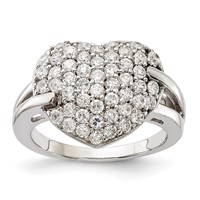 Sterling Silver CZ Heart Ring view 1