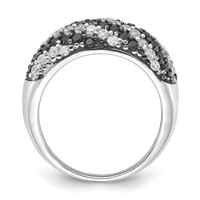 Sterling Silver Rhodium-plated Black & White CZ Ring view 2