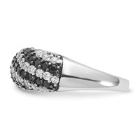 Sterling Silver Rhodium-plated Black & White CZ Ring view 4