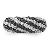 Sterling Silver Rhodium-plated Black & White CZ Ring view 5