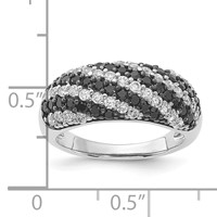 Sterling Silver Rhodium-plated Black & White CZ Ring view 3