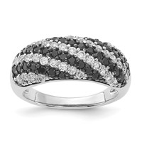 Sterling Silver Rhodium-plated Black & White CZ Ring view 1