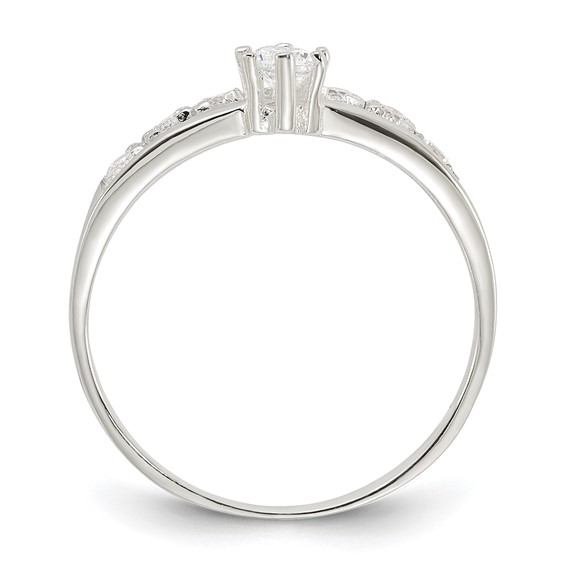 Sterling Silver Row and Solitaire CZ Ring