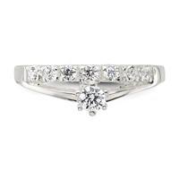 Sterling Silver Row and Solitaire CZ Ring view 5