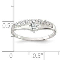 Sterling Silver Row and Solitaire CZ Ring view 3