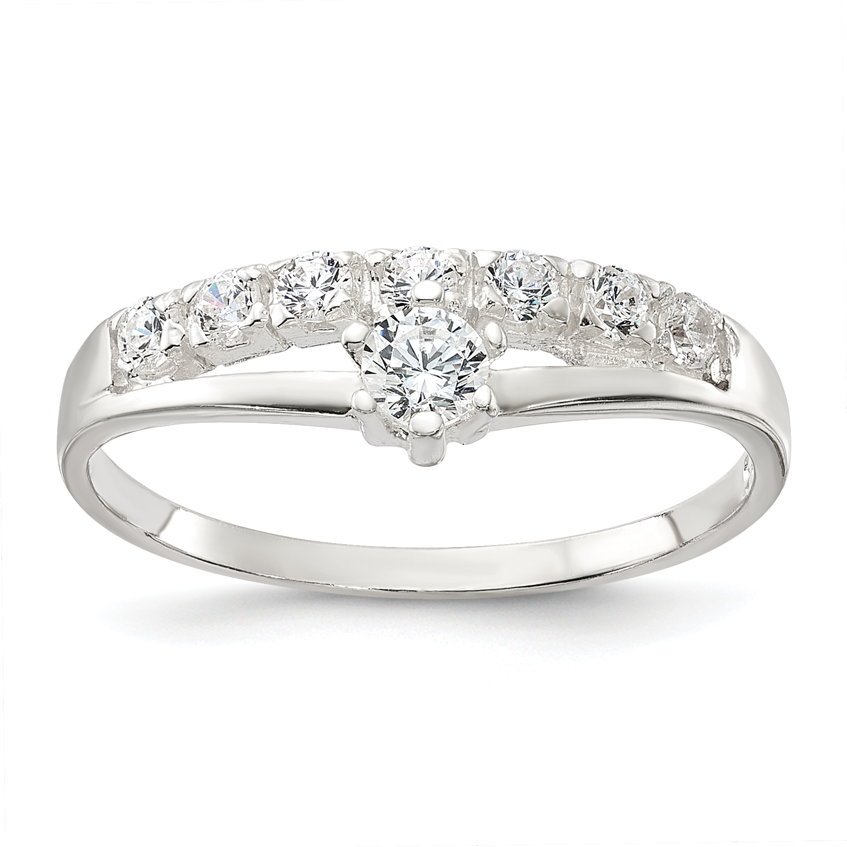 Sterling Silver Row and Solitaire CZ Ring (QR4225-6)