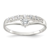 Sterling Silver Row and Solitaire CZ Ring view 1