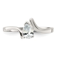 Sterling Silver Pear Shaped CZ Ring view 5