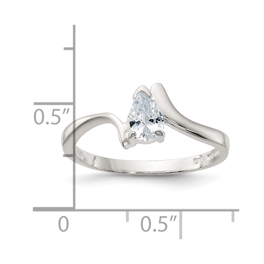 Sterling Silver Pear Shaped CZ Ring (QR4226-8)