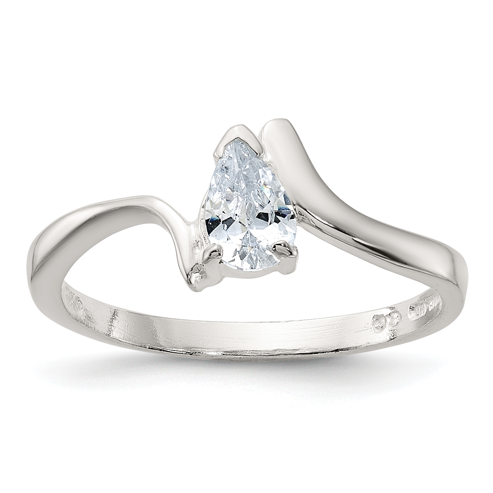 Sterling Silver Pear Shaped CZ Ring (QR4226-7)