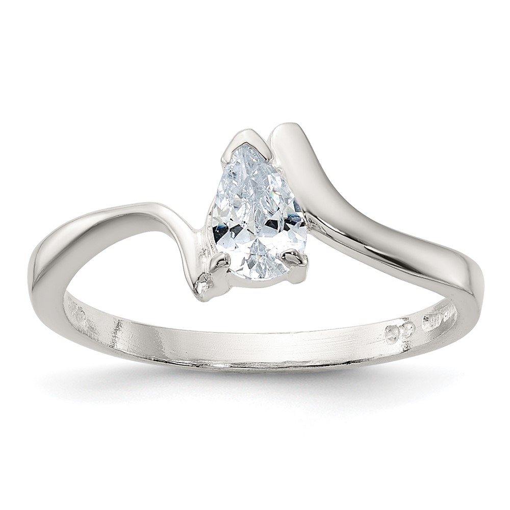 Sterling Silver Pear Shaped CZ Ring (QR4226-7)