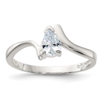 Sterling Silver Pear Shaped CZ Ring view 1
