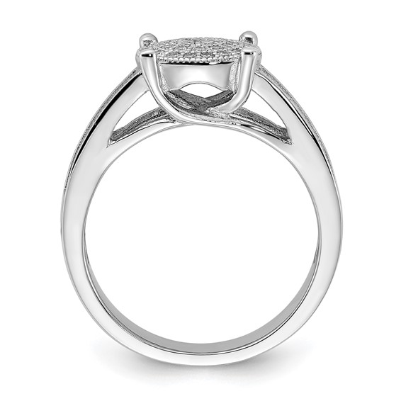 Sterling Silver Polished Micro Pavé CZ Center Circle Ring