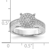 Sterling Silver Polished Micro Pavé CZ Center Circle Ring view 3