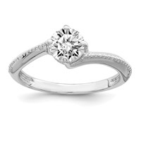 Sterling Silver Rhodium Plated CZ Ring view 1
