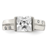 Sterling Silver Square CZ Ring view 5