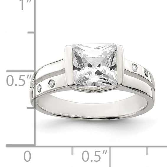 Sterling Silver Square CZ Ring
