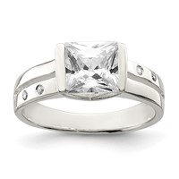 Sterling Silver Square CZ Ring view 1