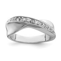 Sterling Silver Rhodium Plated CZ Ring view 1