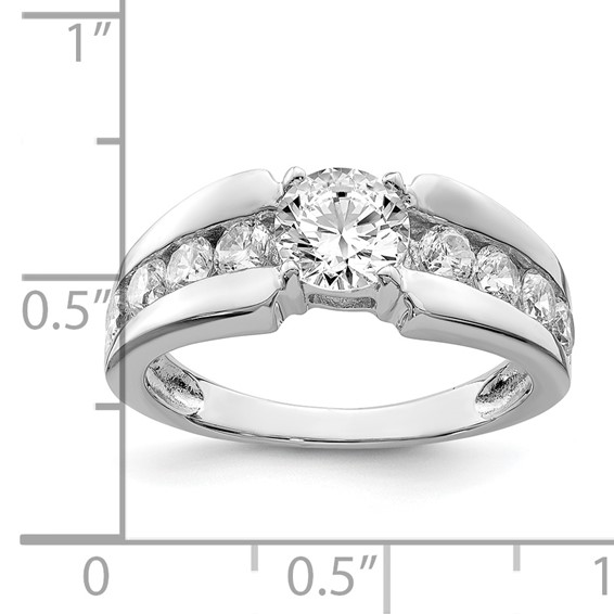 Sterling Silver Rhodium Plated CZ Ring