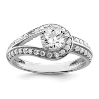 Sterling Silver Rhodium Plated CZ Ring view 1
