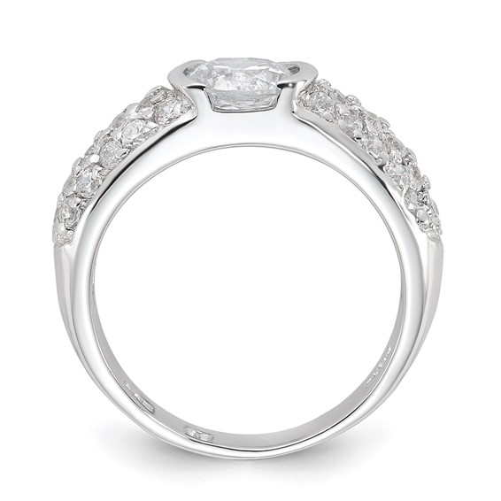 Sterling Silver Rhodium Plated CZ Ring