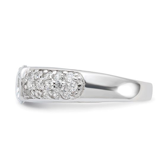 Sterling Silver Rhodium Plated CZ Ring
