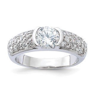 Sterling Silver Rhodium Plated CZ Ring
