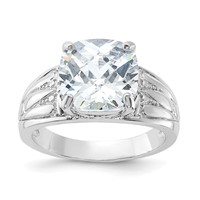 Sterling Silver Cushion CZ Ring view 1