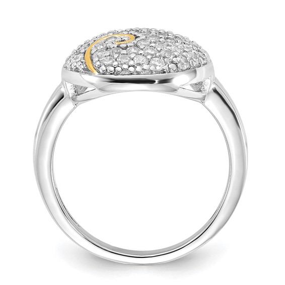 Sterling Silver & Gold-plated CZ Circle Swirl Ring