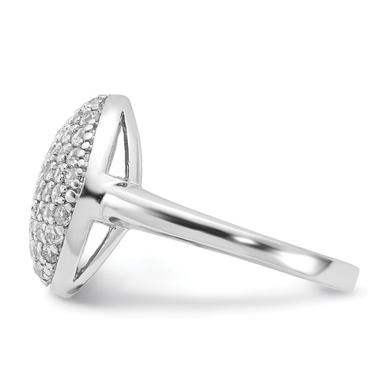 Sterling Silver & Gold-plated CZ Circle Swirl Ring